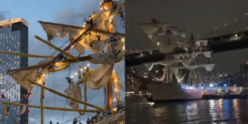 Video: buque de la Armada de México choca contra puente de Brooklyn; hay dos muertos