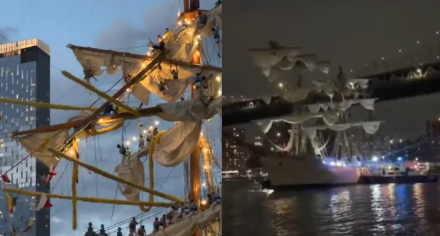 Video: buque de la Armada de México choca contra puente de Brooklyn; hay dos muertos
