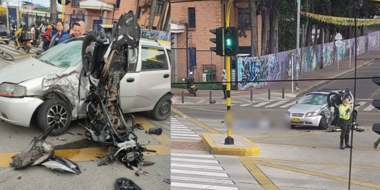 Partió carro en dos: motociclista murió tras chocar violentamente en Bogotá