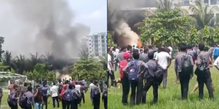 Video: 16 muertos y 100 heridos al chocar avión militar contra universidad en Bangladés