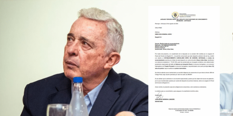 Esta es la orden de encarcelamiento que Juzgado de Rionegro emitió contra el expresidente Uribe